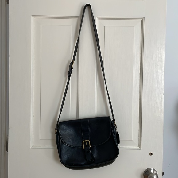 Coach Vintage Black Leather Saddle Bag - Picture 3 of 11